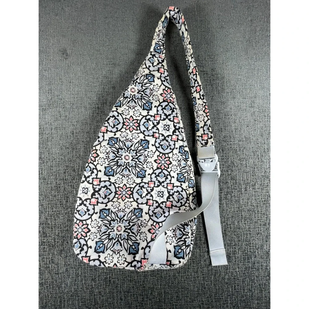 Vera Bradley Quilted Floral Sling Backpack Crossbody Bag Blue Pink Medallion